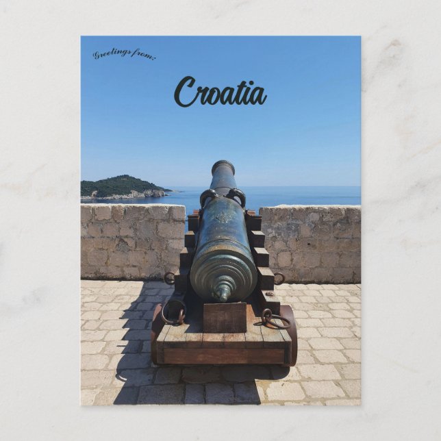 Cartão Postal Cannon in Dubrovnik Croatia (Frente)