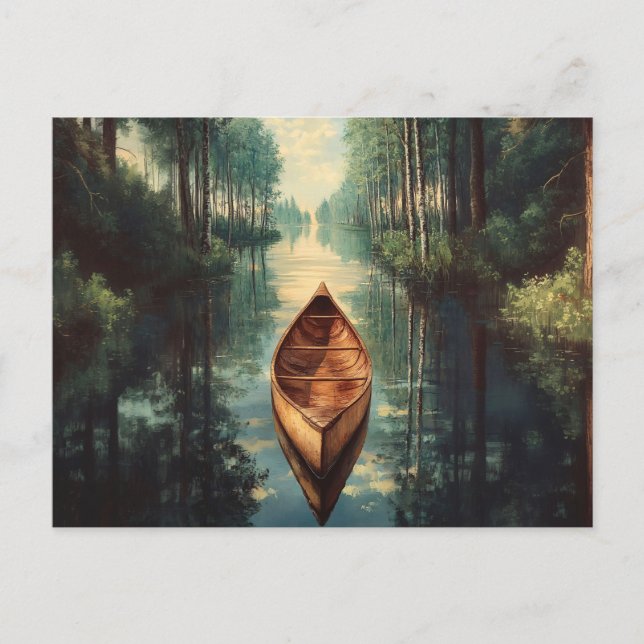 Cartão Postal Canoa em um rio cênico (Frente)