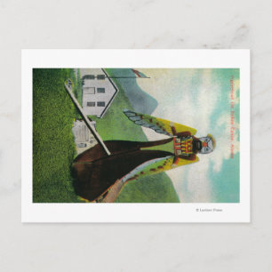 Cartão Postal Canoa Indiana com Figurehead no Alaska