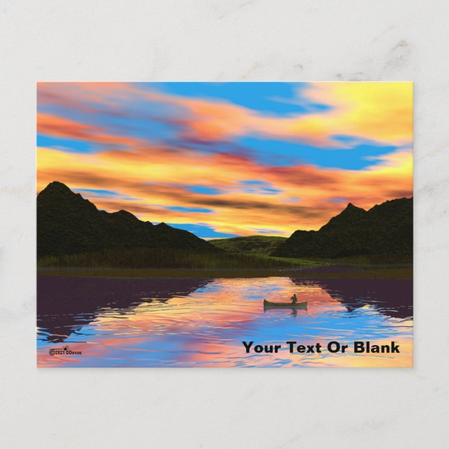 Cartão Postal Canoagem No Lago Sunset (Frente)
