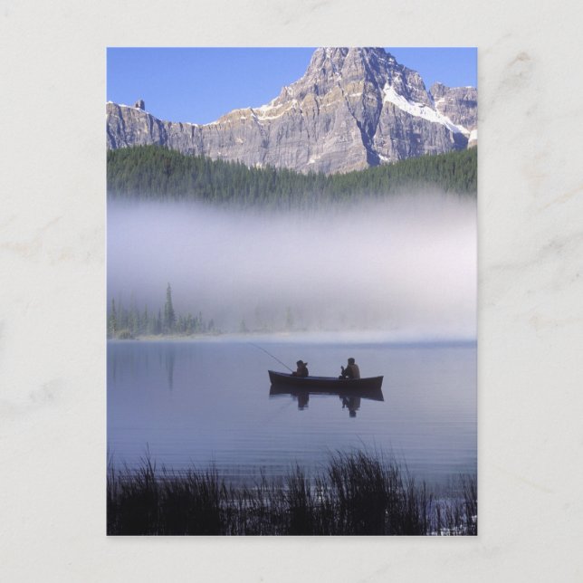 Cartão Postal Canoe fishing Waterfowl Lake, Banff National (Frente)