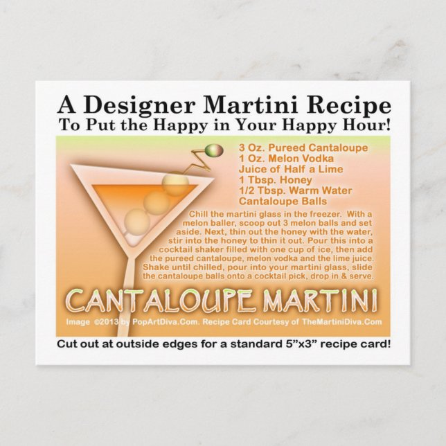 CARTÃO POSTAL CANTALOUPE MARTINI RECIPE (Frente)