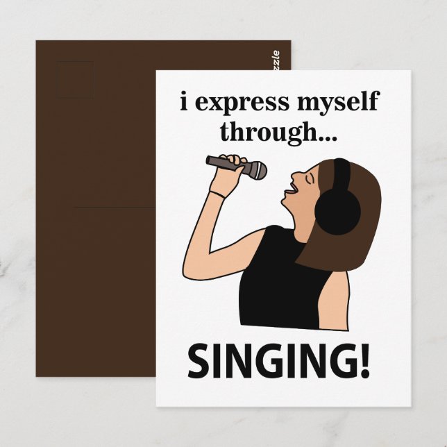 Cartão Postal Cantando Eu Me Expresso Através do Canto (Frente/Verso)
