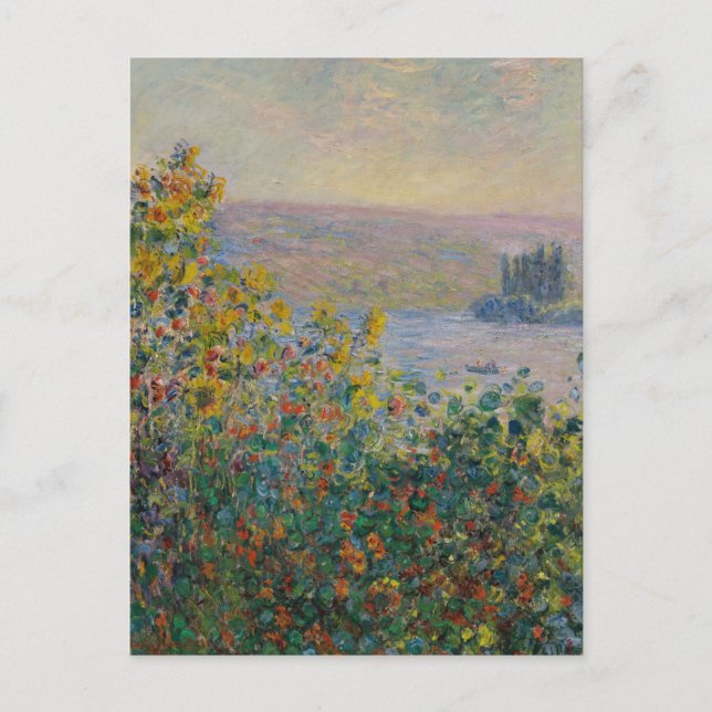 Cartão Postal Canteiros de Flores em Vétheuil Monet (Frente)