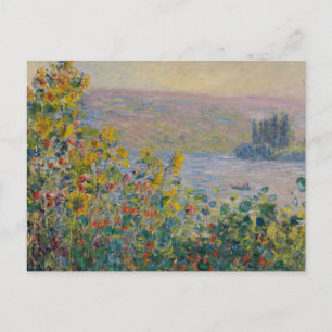 Cartão Postal Canteiros de flores em Vétheuil, Paisagem Impressi