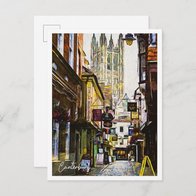 Cartão Postal Canterbury Reino Unido Belo Pinta Petrolífera (Frente/Verso)