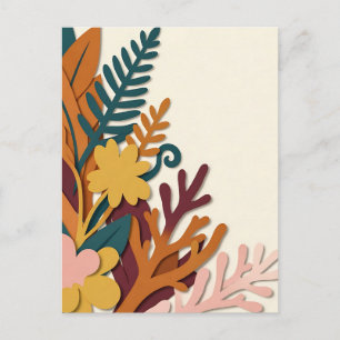 Cartão Postal Canto Botânico de Outono com Corte de Papel Modern