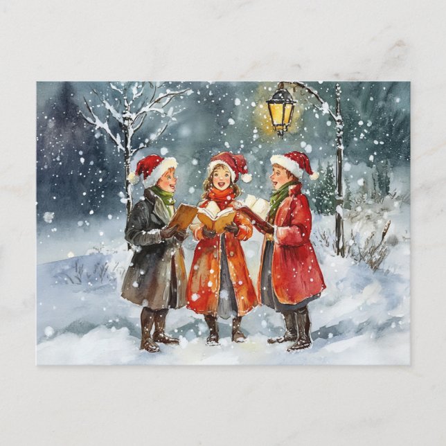 Cartão Postal Cantoalegres de Natal em Aquarela Moderna (Frente)