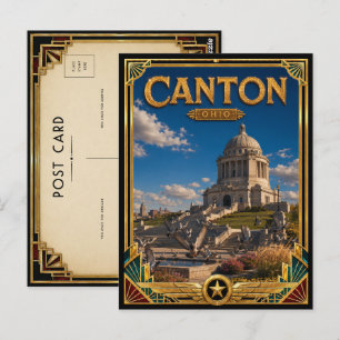 Cartão Postal Canton Ohio Arte Antiga Deco Idade Dourada