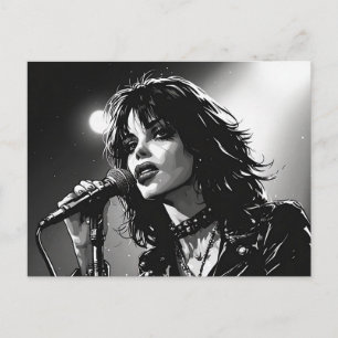 Cartão Postal Cantora Goth Punk em estilo de história em quadrin
