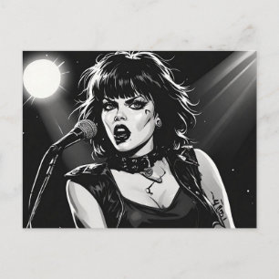 Cartão Postal Cantora Goth Punk no estilo de história em quadrin