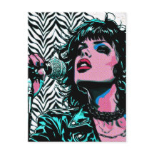 Cantora Pop Art Rosa Azul Turquesa Músicos Amantes
