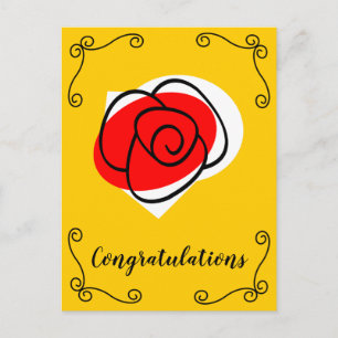 Cartão Postal Cantos da Rosa Espanhola Parabéns vertical