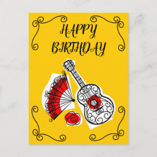Cartão Postal Cantos de Lembranças Espanholas Aniversário vertic