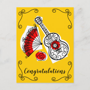 Cartão Postal Cantos de Lembranças Espanholas Parabéns vertical