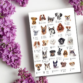 Cartão Postal Cão Alphabet Watercolor