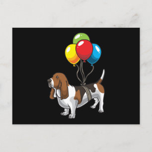 Cartão Postal Cão Basset Hound com Balões