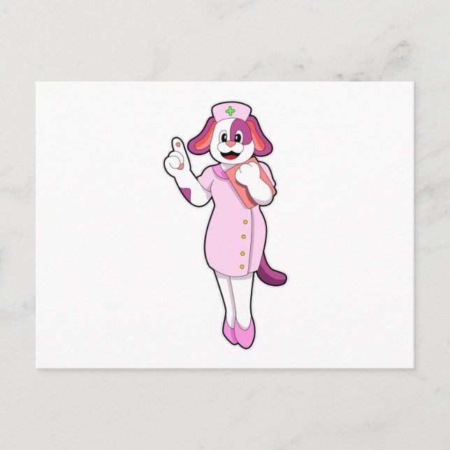 Cartão Postal Cão como enfermeiro (Frente)