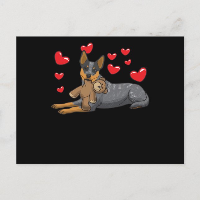 Cartão Postal Cão De Bovinos Australiano Com Animais Enchidos E (Frente)