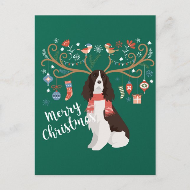 Cartão Postal Cão-de-estreia de natal inglês Springer Spaniel (Frente)
