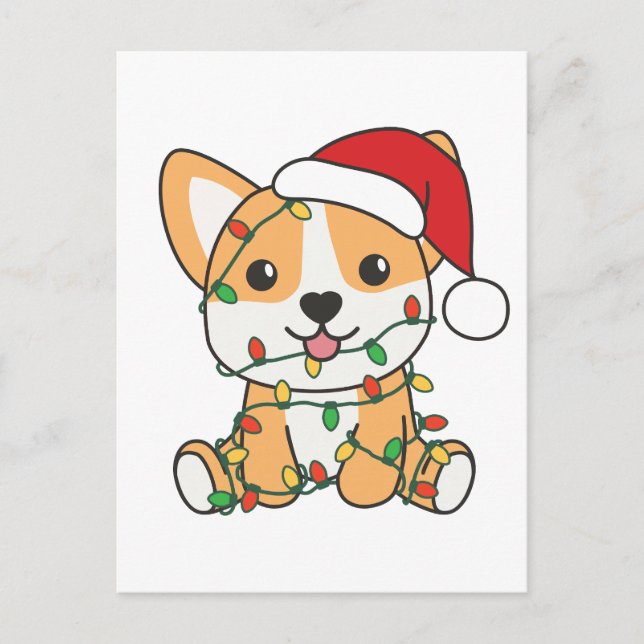 Cartão Postal Cão de inverno de Corgi (Frente)