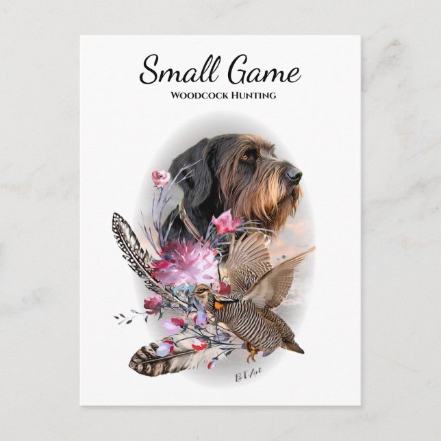Cartão Postal Cão-de-pássaro, caça à galinha (Frente)