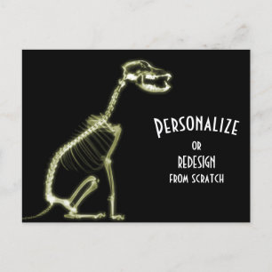 Cartão Postal Cão-Esqueleto de Raio X - Amarelo