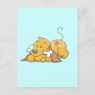 Cartão Postal Cão feliz com camiseta e presentes do osso