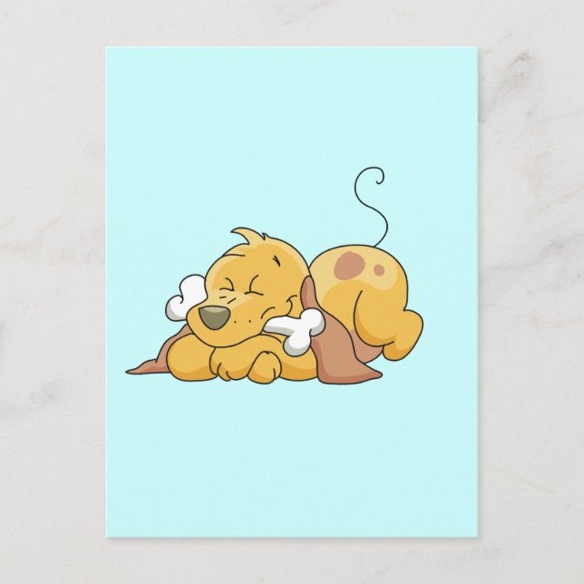 Cartão Postal Cão feliz com camiseta e presentes do osso (Frente)