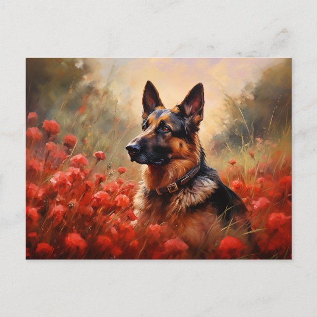 Cartão Postal cão german shepherd em cachorros (Frente)