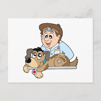 Cartão Postal Cão no veterinário