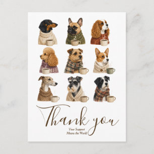 Cartão Postal Cão Obrigado Loja Confortável Amante de café pet B