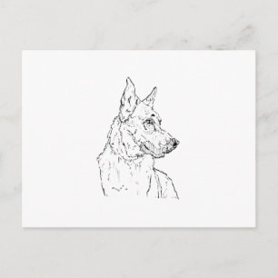 Cartão Postal Cão Pastor Alemão Alsaciano Arte