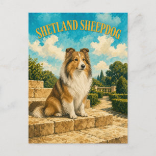 Cartão Postal Cão Pastor de Shetland, Arte de Cão em Aquarela Vi