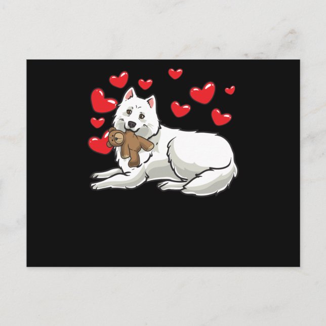 Cartão Postal Cão Samoyed Com Animais E Corações Enchidos (Frente)