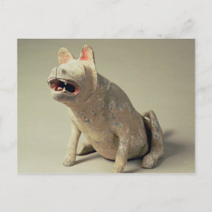 Cartão Postal Cão sentado em cerâmica chinesa primitiva, tumba
