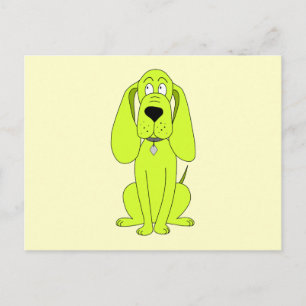 Cartão Postal Cão verde limão. Bela Caricatura De Cachorro.