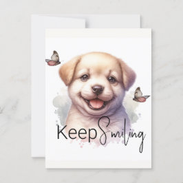 Cartão Postal Cãozinho Bonito Continue Sorrindo Personalizado