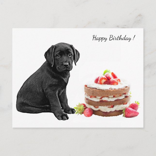 Cartão Postal Cãozinho Preto - Feliz Aniversário do Cachorro - L (Frente)