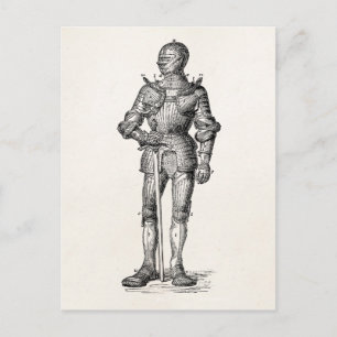 Cartão Postal Capa de Armas Cavaleiro Armadura Brilhante Espada
