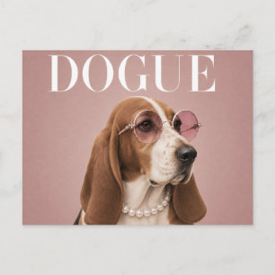 Cartão Postal Capa de Cachorro Basset Hound Rosa