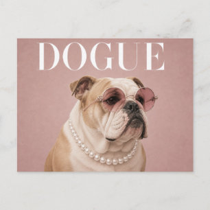 Cartão Postal Capa de Cachorro Bulldog Inglês Rosa