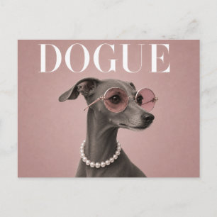 Cartão Postal Capa de Cachorro Galga Italiano Cinza Rosa