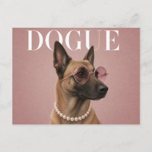 Cartão Postal Capa de Cachorro Malinois Belga Rosa