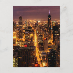 Cartão Postal Capa de cidade noturna de Chicago