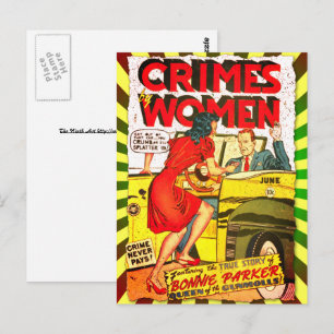 Cartão Postal Capa de Quadrinhos da Era de Ouro Crimes by Women