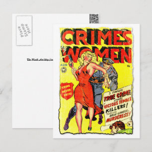 Cartão Postal Capa de Quadrinhos da Era de Ouro Crimes por Mulhe