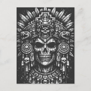 Cartão Postal Capacete de Caveira Asteca por BurnsInHell