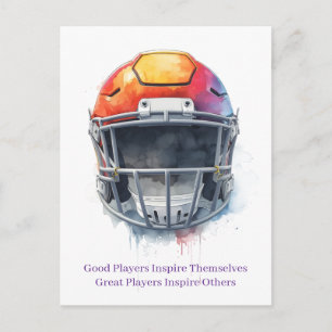 Cartão Postal Capacete de Futebol Motivacional Inspirador