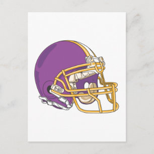 Cartão Postal Capacete de Futebol Purple Gold